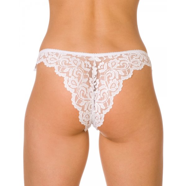 White Floral Lace Thong