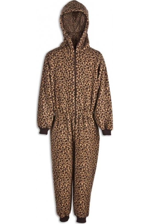 Childrens Unisex Caramel Leopard All In One Pyjama Onesie