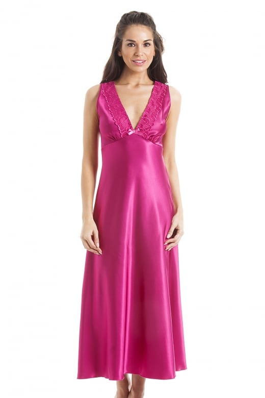 Luxury Pink Lace Satin Chemise 7326