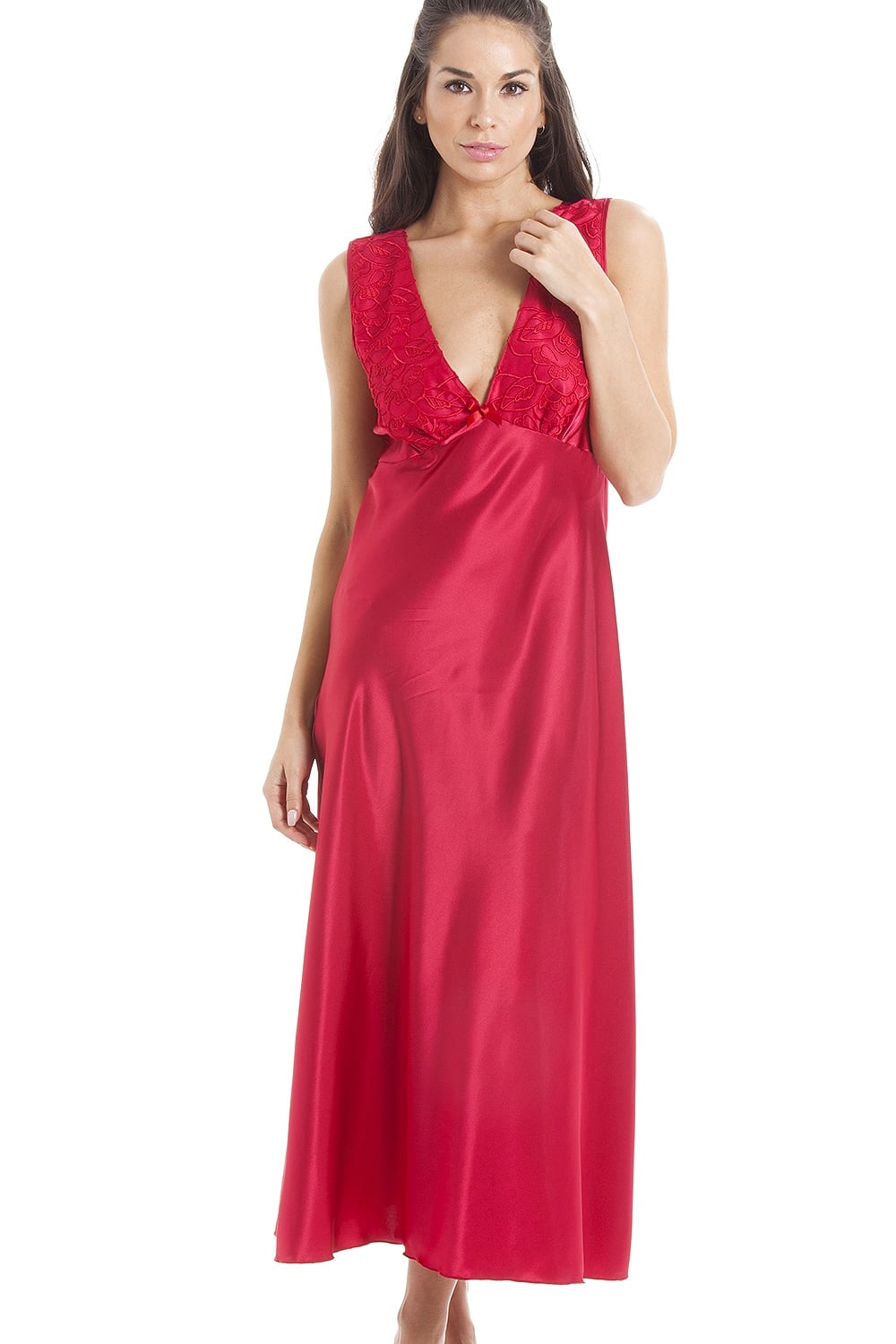 Luxury Red Lace Satin Chemise