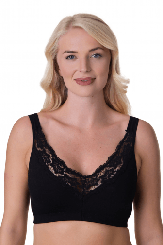 Womens Soft Cotton Elastane Trim 2 Pack Bra Black